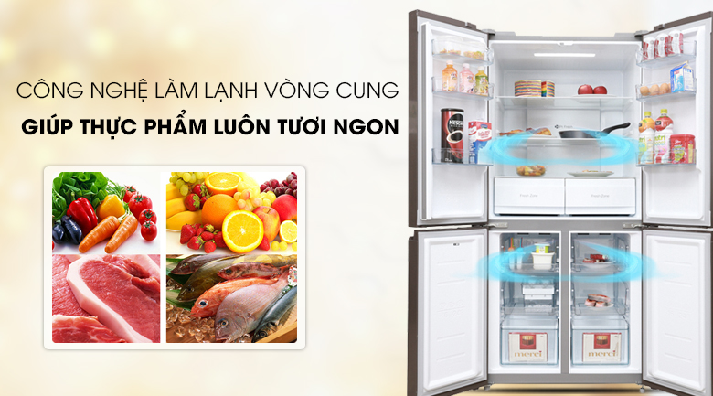 Tủ lạnh Midea 482 lít MRC-626FWEIS - G - Làm lạnh vòng cung