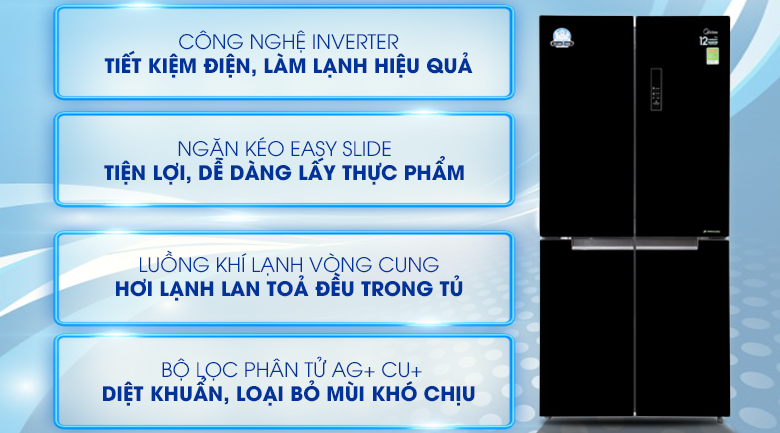 Tủ lạnh Midea Inverter 482 lít MRC-626FWEIS - G