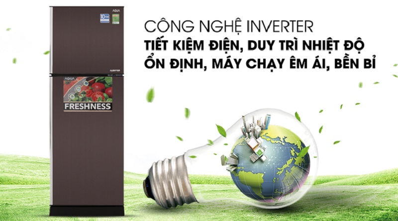 Công nghệ Inverter tiết kiệm điện năng sử dụng - Tủ lạnh Aqua Inverter 226 lít AQR-I247BN (DC) 