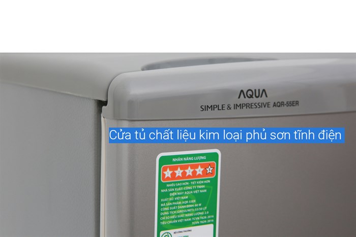 Tủ lạnh Aqua 50 lít AQR-55ER (SS) Xám Nhạt Màu Xám