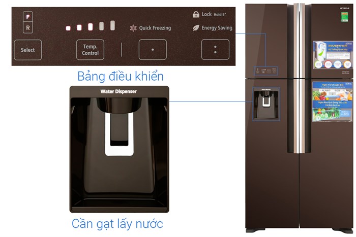Tủ lạnh Hitachi Inverter 540 lít R-FW690PGV7 GBW Màu Nâu