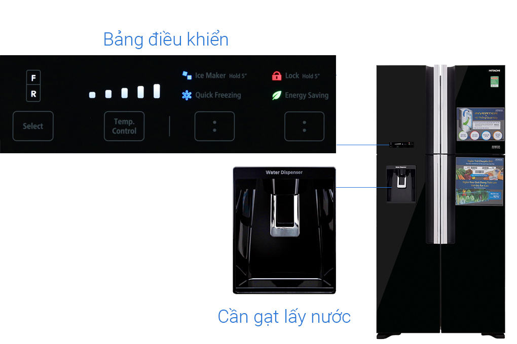 Tủ lạnh Hitachi Inverter 540 lít R-FW690PGV7X GBK Màu Đen