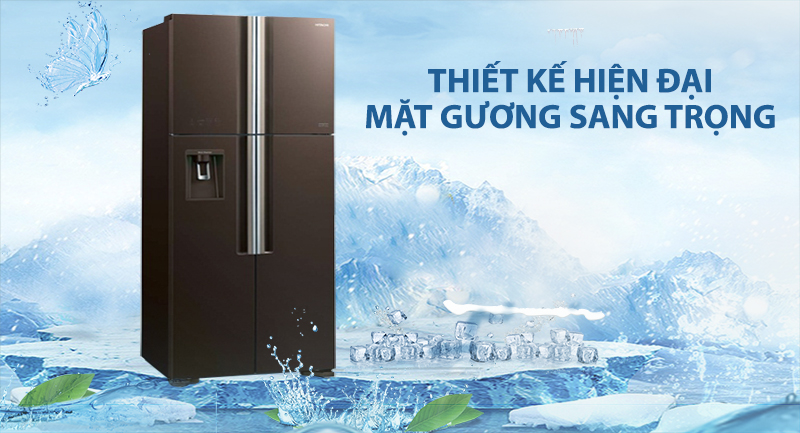 Tủ lạnh Hitachi Inverter 540 lít R-FW690PGV7X GBW-Thiết kế hiện đại, mặt gương sang trọng 