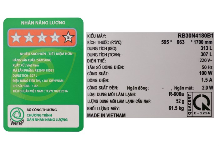 Tủ lạnh Samsung Inverter 307 lít RB30N4180B1/SV Màu Đen