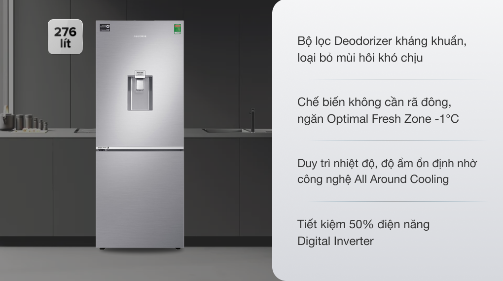 Tủ lạnh Samsung Inverter 276 lít RB27N4170S8/SV