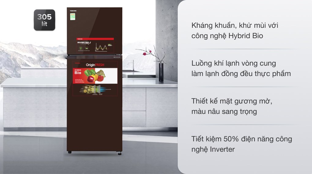 Tủ lạnh Toshiba Inverter 305 lít GR-AG36VUBZ XB1