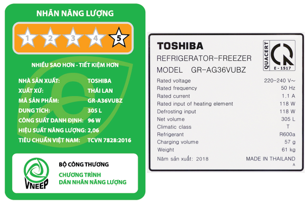 Tủ lạnh Toshiba Inverter 305 lít GR-AG36VUBZ XB1 Màu Nâu