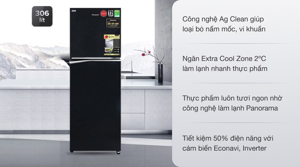 Tủ lạnh Panasonic Inverter 306 lít NR-BL340PKVN