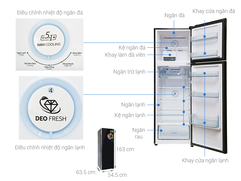 Thông số kỹ thuật Tủ lạnh Aqua Inverter 270 lít AQR-IG288EN (GB)