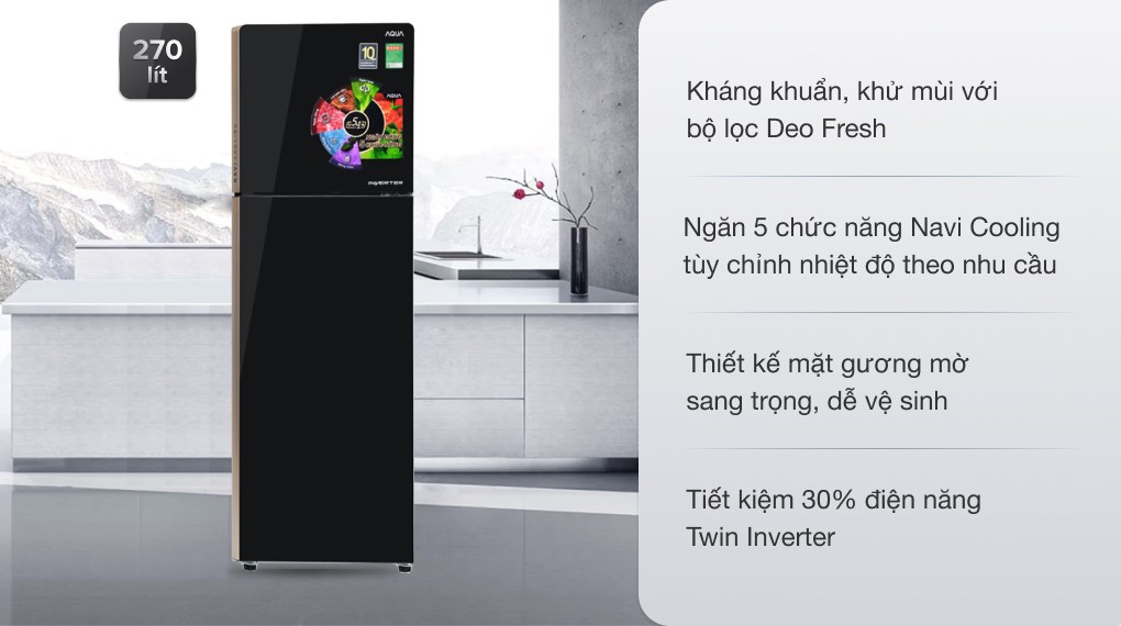 Tủ lạnh Aqua Inverter 270 lít AQR-IG288EN (GB)