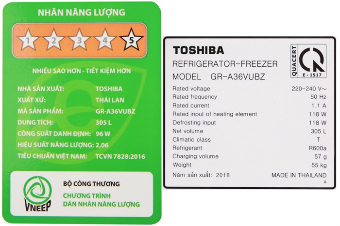 Tủ lạnh Toshiba Inverter 305 lít GR-A36VUBZ DS1 Màu Nâu