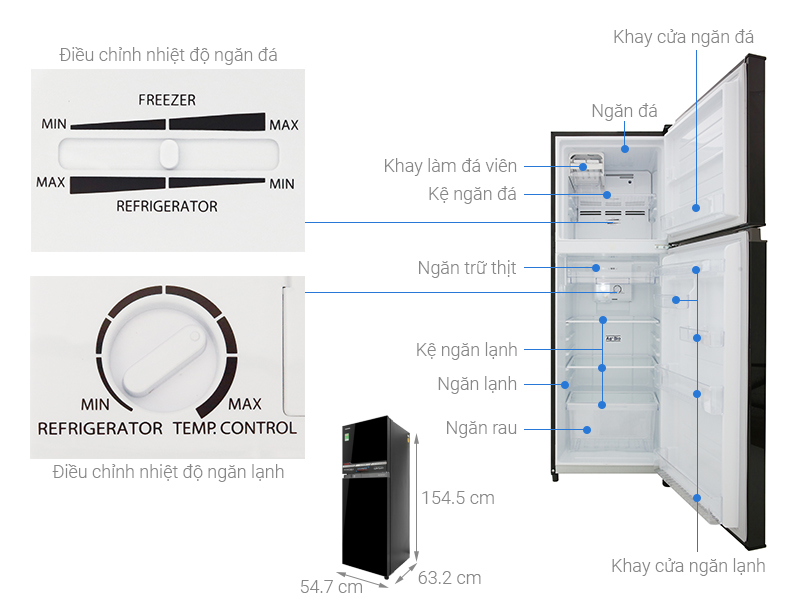 Thông số kỹ thuật Tủ lạnh Toshiba Inverter 233 lít GR-A28VM(UKG)