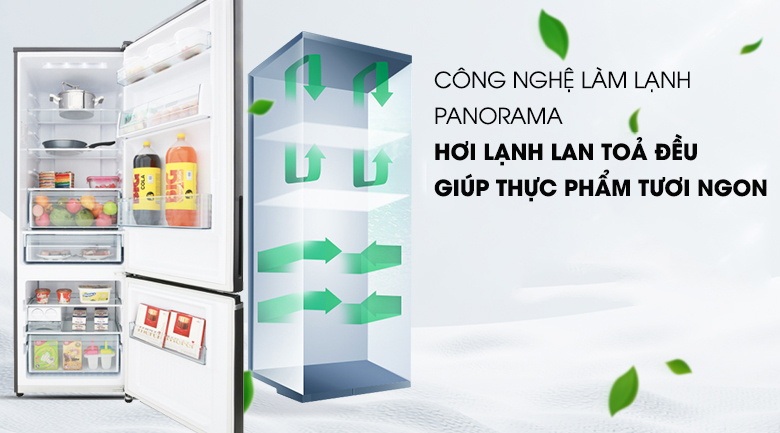 Làm lạnh ổn định với công nghệ Panorama - Tủ lạnh Panasonic Inverter 322 lít NR-BV368GKV2