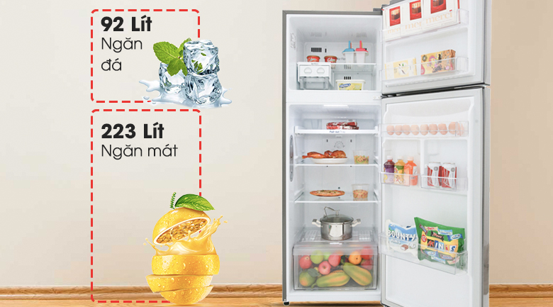 Tủ lạnh 315 lít phù hợp sử dụng cho gia đình 3 - 4 người  - Tủ lạnh LG Inverter 315 lít GN-L315S