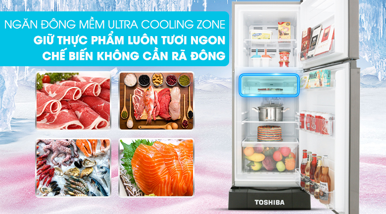 Làm lạnh nhanh với ngăn Ultra Cooling Zone - Tủ lạnh Toshiba Inverter 194 lít GR-A25VS (DS)