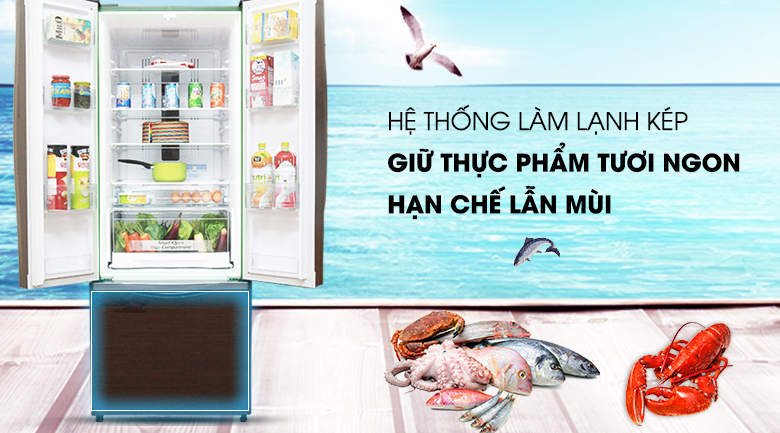 Làm lạnh hiệu quả với hệ thống làm lạnh kép - Tủ lạnh Hitachi Inverter 382 lít R-WB475PGV2 GBW Làm lạnh hiệu quả với hệ thống làm lạnh kép - Tủ lạnh Hitachi Inverter 382 lít R-WB475PGV2 GBW