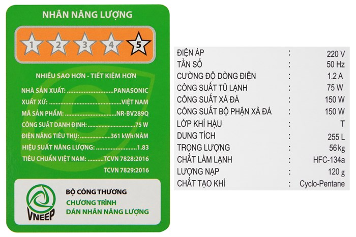 Tủ lạnh Panasonic Inverter 255 lít NR-BV289QKV2 Màu Đen