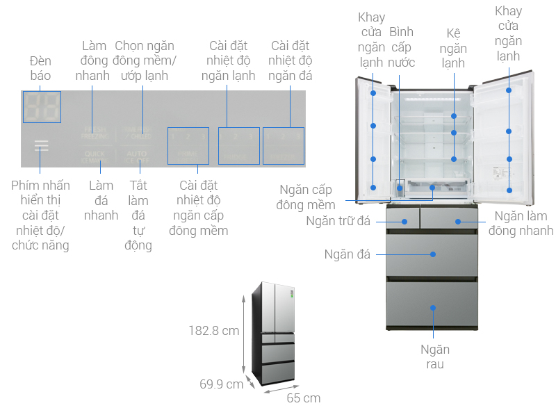 Thông số kỹ thuật Tủ lạnh Panasonic Inverter 491 lít NR-F503GT-X2