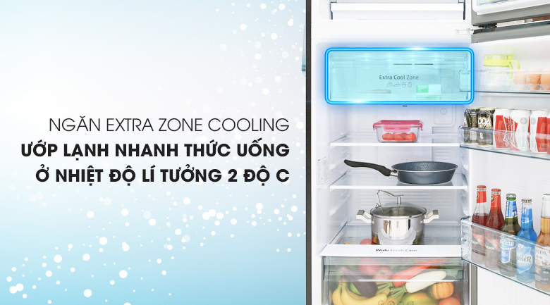 Ngăn Extra Cool Zone giữ lạnh thực phẩTủ lạnh Panasonic Inverter 306 lít NR-BL340GAVNm ở nhiệt độ 2°C - 