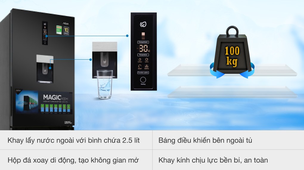 Tủ lạnh Aqua Inverter 288 lít AQR-IW338EB BS