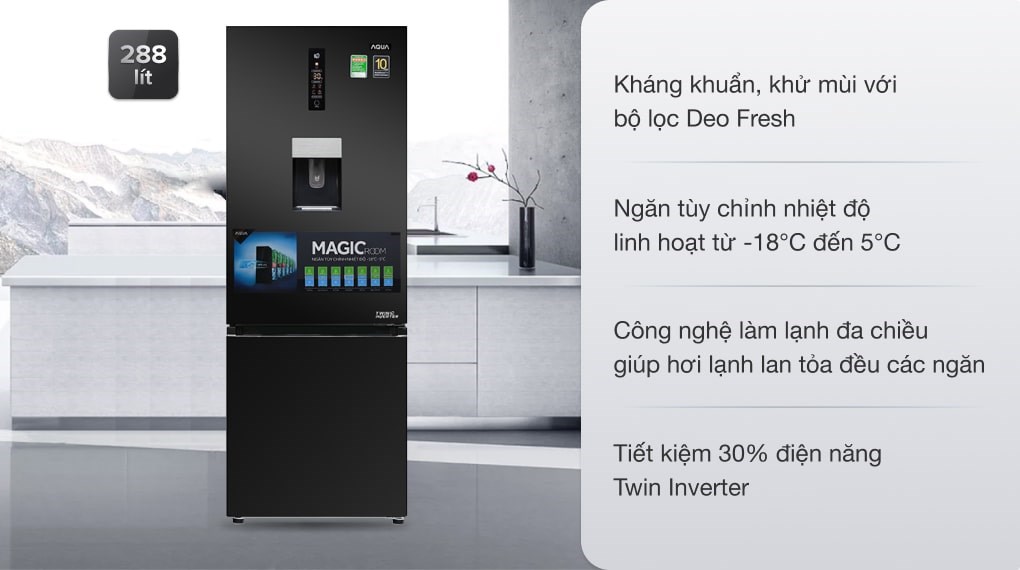 Tủ lạnh Aqua Inverter 288 lít AQR-IW338EB BS