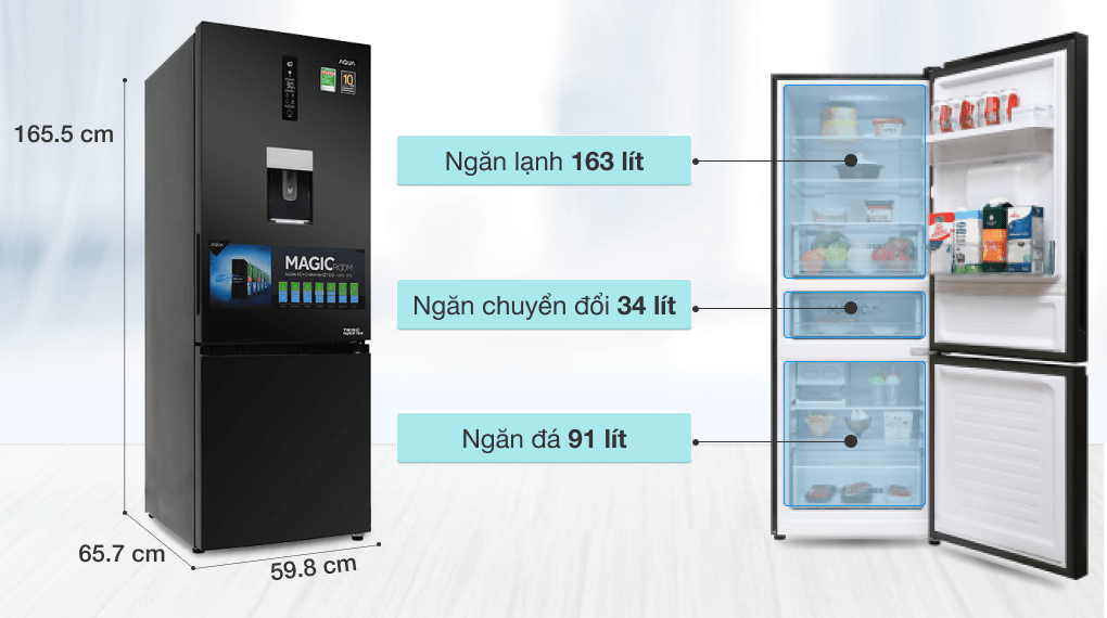 Tủ lạnh Aqua Inverter 288 lít AQR-IW338EB BS