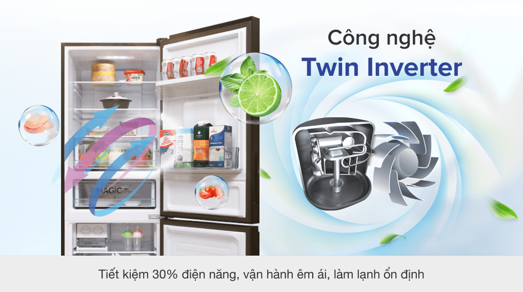 Tủ lạnh Aqua Inverter 288 lít AQR-IW338EB BS