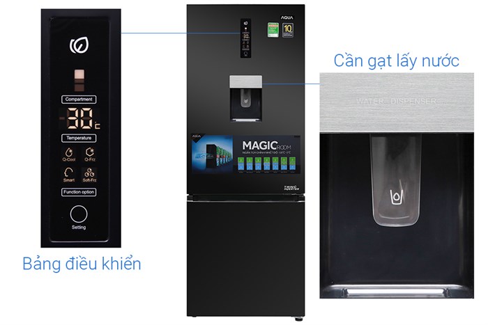 Tủ lạnh Aqua Inverter 288 lít AQR-IW338EB BS Màu Đen