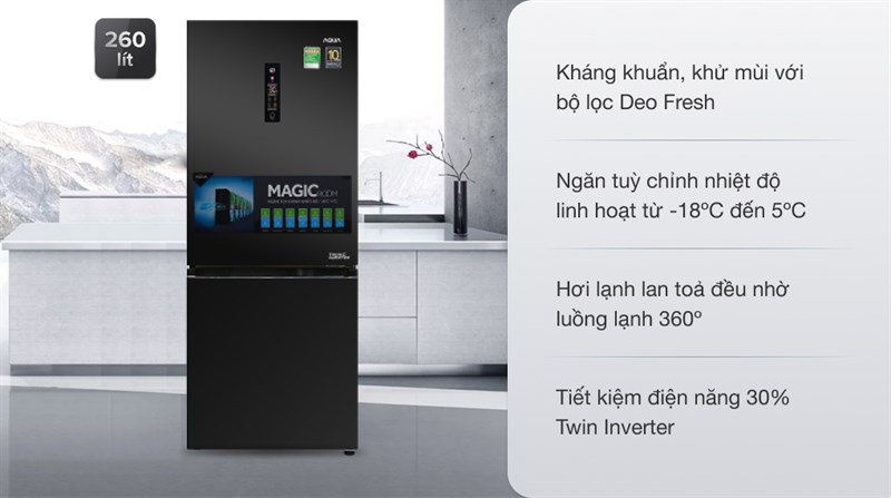 Tủ lạnh Aqua Inverter 260 lít AQR-I298EB BS - 12