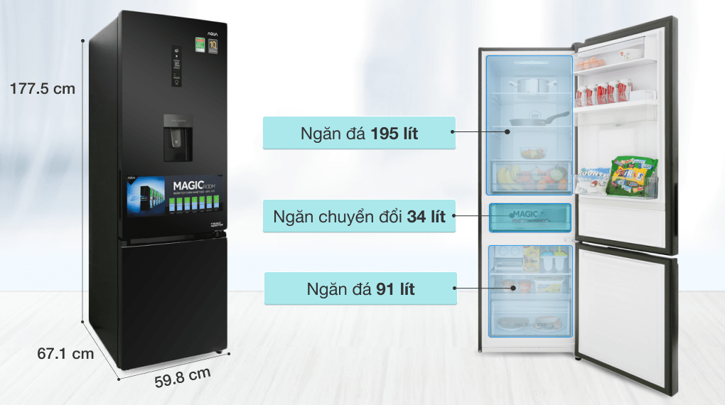 Tủ lạnh Aqua Inverter 320 lít AQR-IW378EB BS