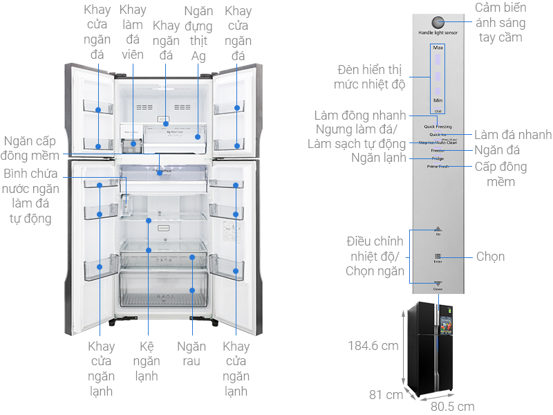 Thông số kỹ thuật Tủ lạnh Panasonic Inverter 550 lít NR-DZ600GXVN
