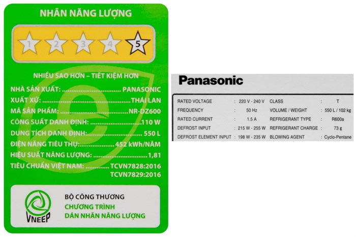 Tủ lạnh Panasonic Inverter 550 lít NR-DZ600GXVN Màu Đen