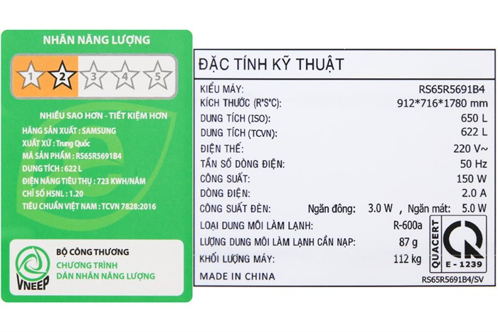 Tủ lạnh Samsung Inverter 602 lít RS65R5691B4/SV Màu Đen