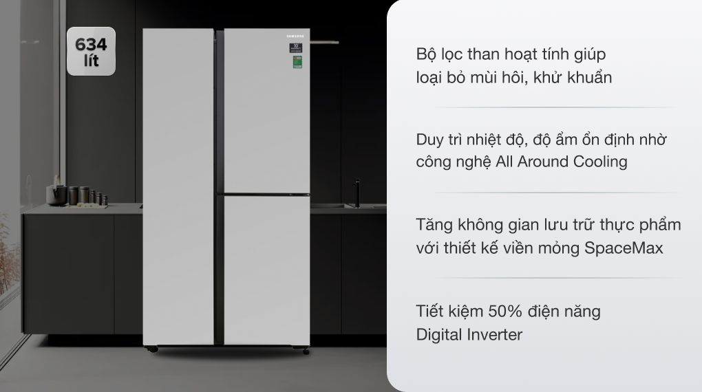 Tủ lạnh Samsung Inverter 634 lít RS63R5571SL/SV