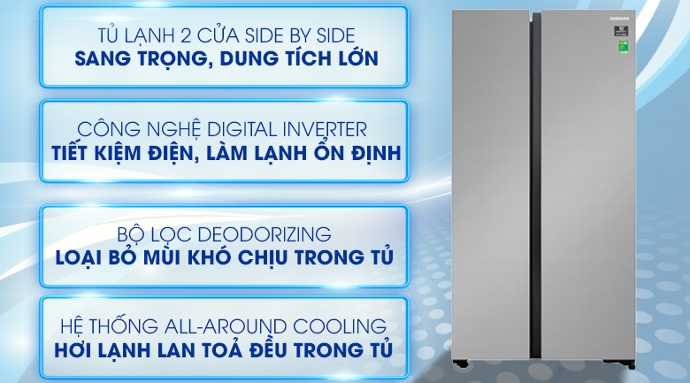 Tủ lạnh Samsung Inverter 647 lít RS62R5001M9/SV giá tốt, có trả góp