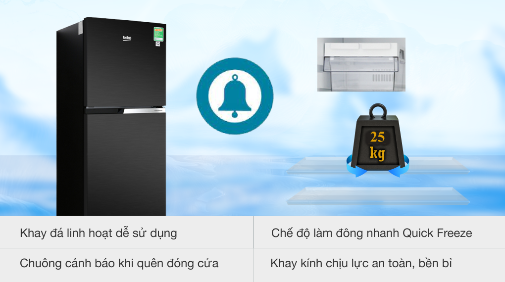 Tủ lạnh Beko Inverter 230 lít RDNT251I50VWB - 10
