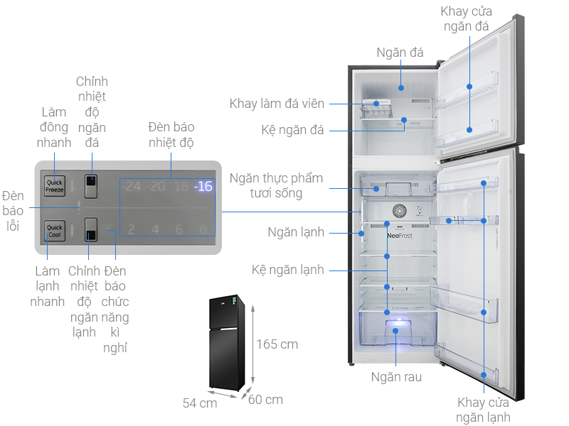 Thông số kỹ thuật Tủ lạnh Beko Inverter 250 lít RDNT271I50VWB