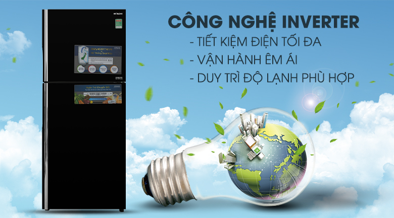 Công nghệ Inverter và hệ thống quạt kép - Tủ lạnh Hitachi Inverter 339 lít R-FG450PGV8 GBK