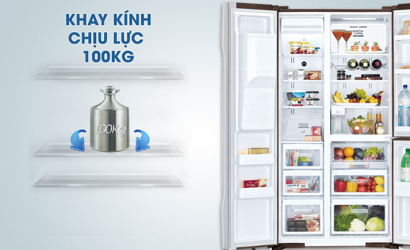 Khay chứa chịu lực bền bỉ, an toàn - Tủ lạnh Hitachi Inverter 584 lít R-FM800GPGV2 GBK
