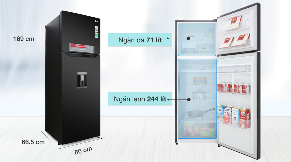 Tủ lạnh LG Inverter 315 lít GN-D315BL