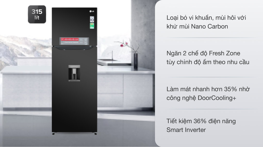 Tủ lạnh LG Inverter 315 lít GN-D315BL