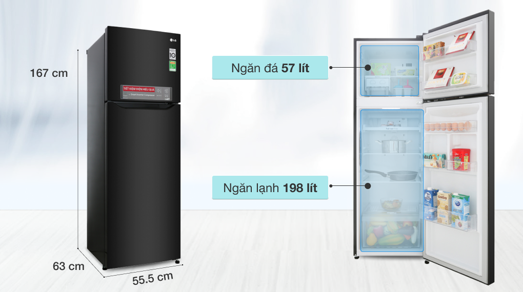 Tủ lạnh LG Inverter 255 lít GN-M255BL