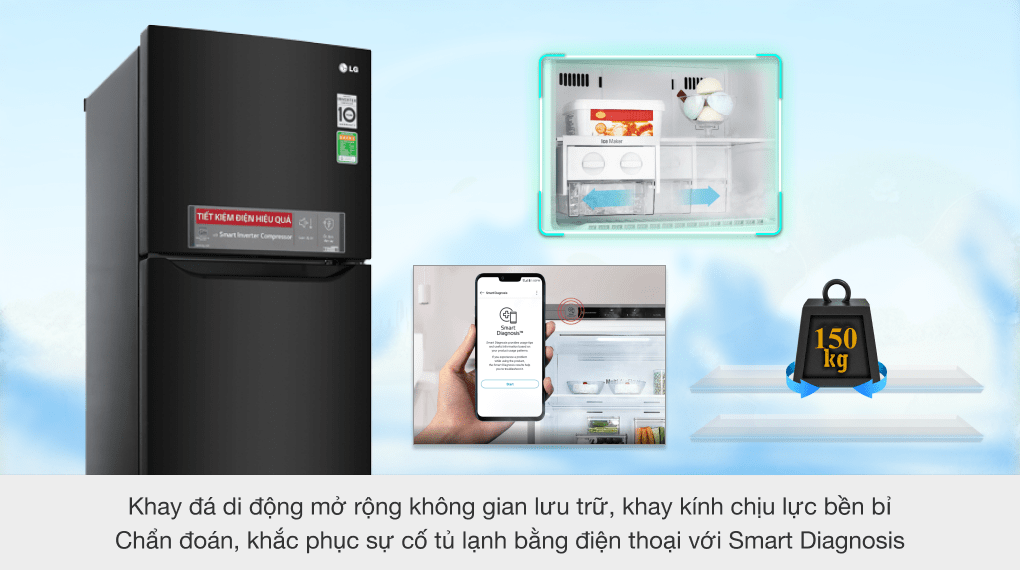 Tủ lạnh LG Inverter 255 lít GN-M255BL