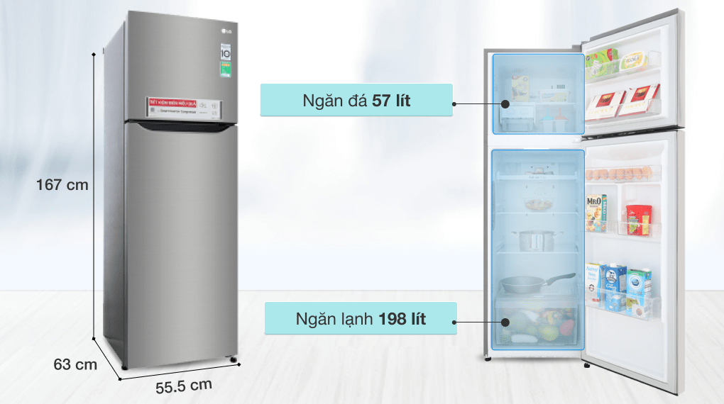 Tủ lạnh LG Inverter 255 lít GN-M255PS