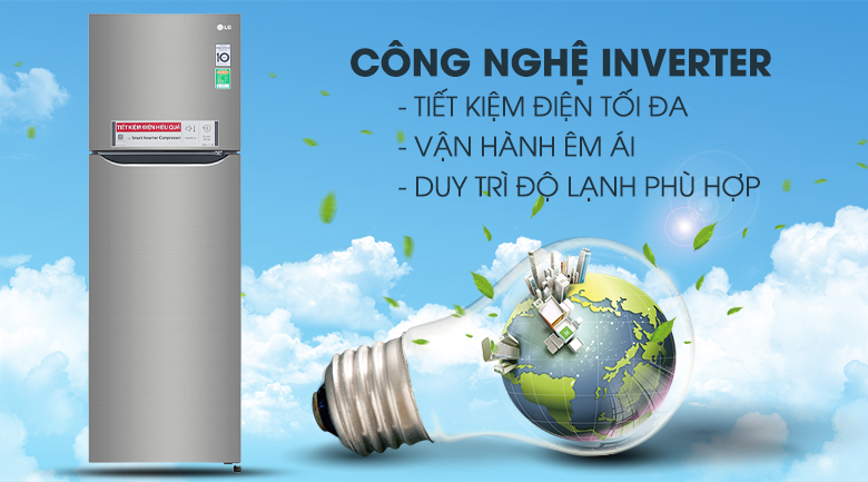 Công nghệ Inverter tiết kiệm điện - Tủ lạnh LG Inverter 255 lít GN-M255PS