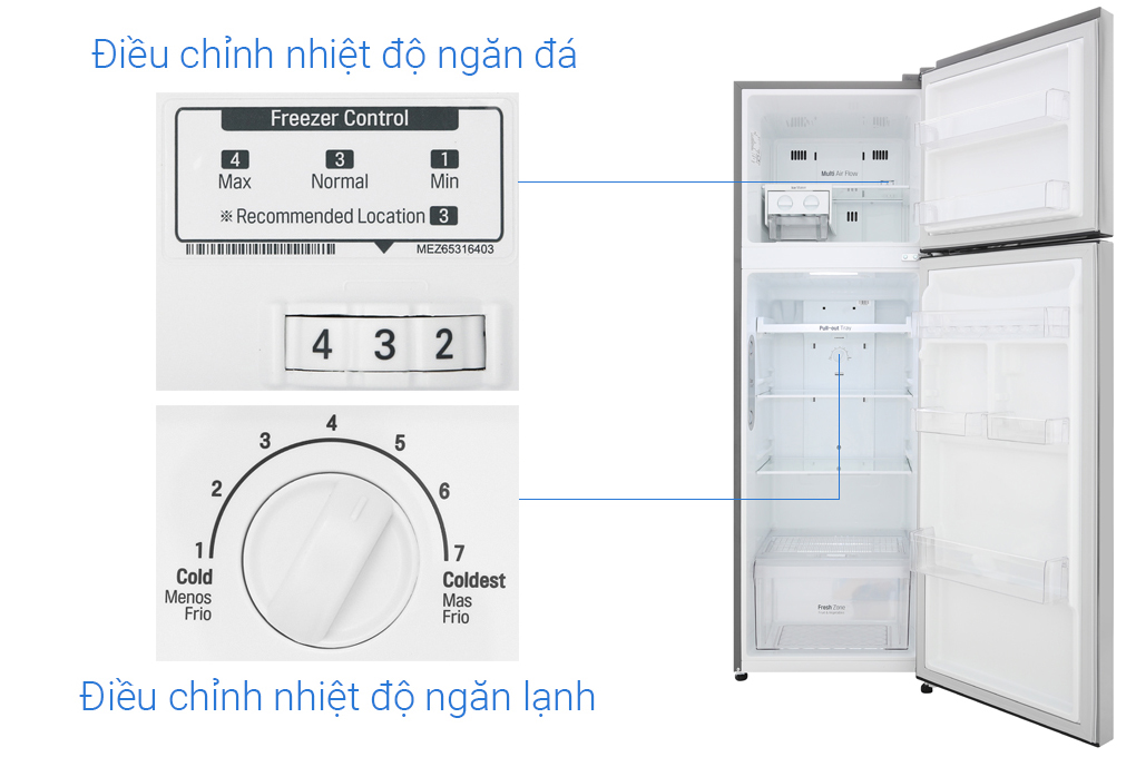 Tủ lạnh LG Inverter 255 lít GN-M255PS Màu Bạc