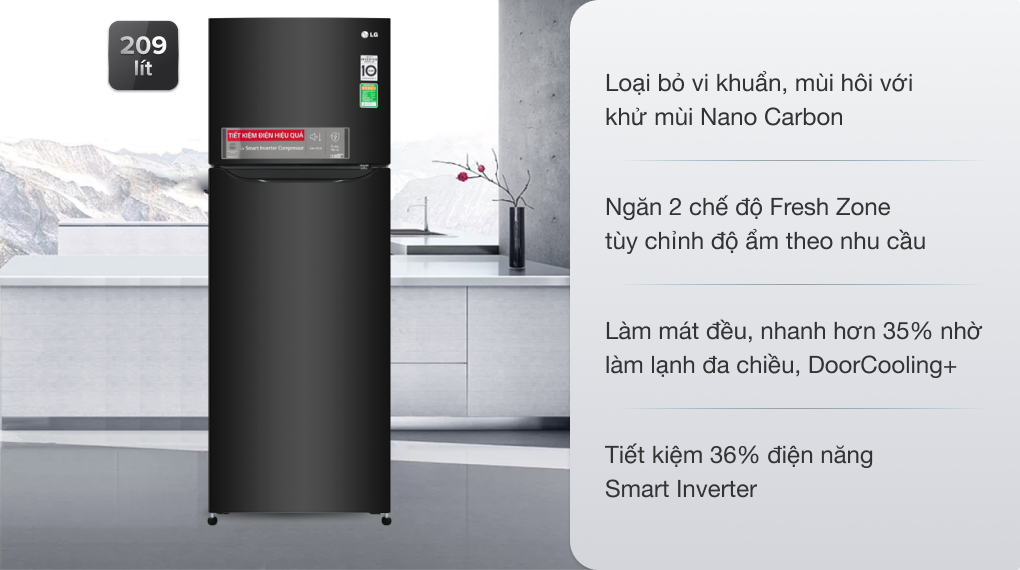 Tủ lạnh LG Inverter 209 lít GN-M208BL