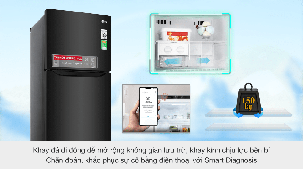 Tủ lạnh LG Inverter 209 lít GN-M208BL