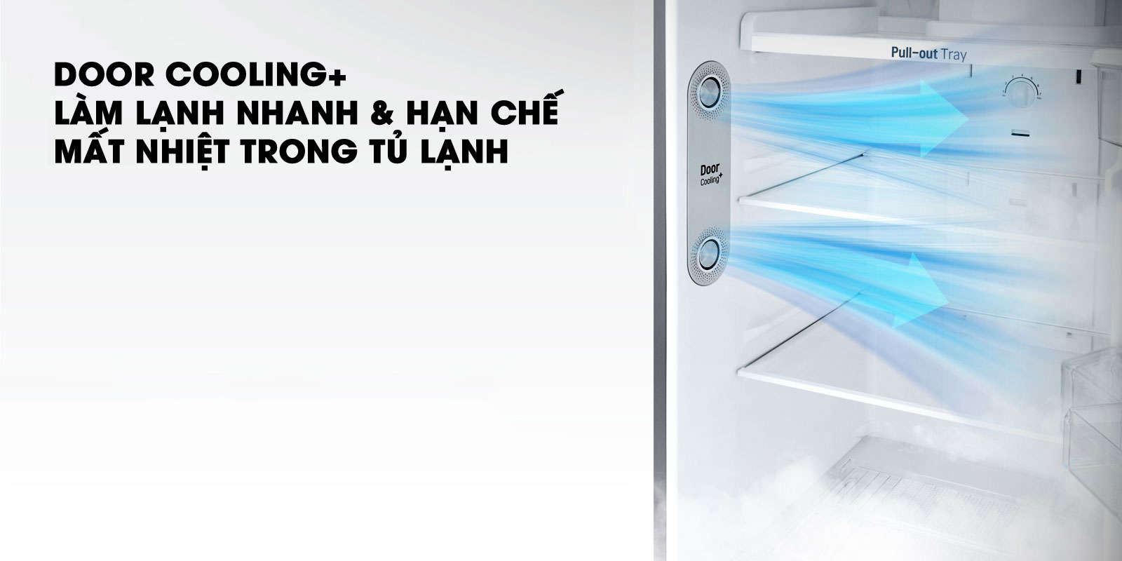 Làm lạnh nhanh hơn với công nghệ DoorCooling+ - Tủ lạnh LG Inverter 208 lít GN-M208BL
