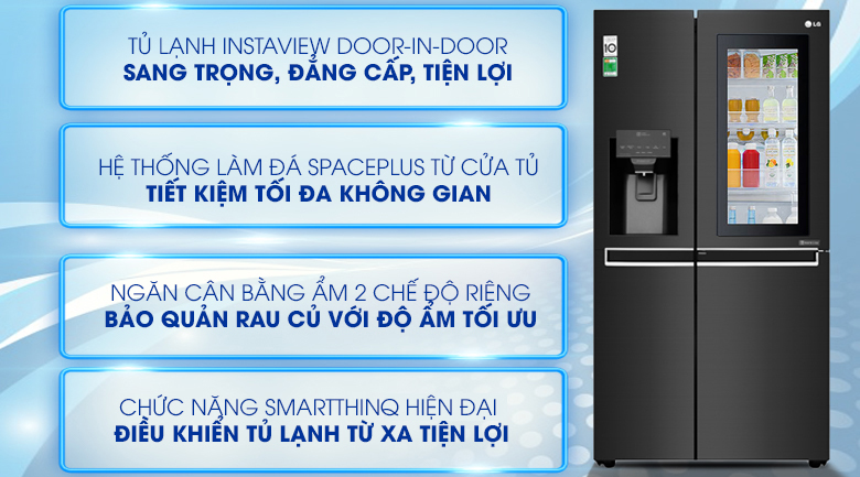 Giới thiệu các dòng tủ lạnh LG 2021 > Tủ lạnh LG Inverter InstaView Door-in-Door 601 lít GR-X247MC